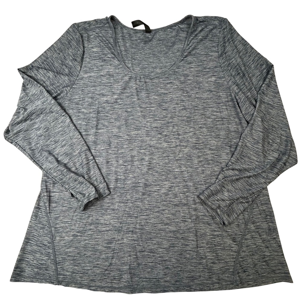 90 Degree by Reflex Women 3X Gray Space Dye Long Sleeve Active Top Thumbholes